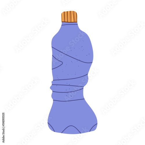 crumpled plastic bottle isolated on white background