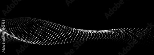 Abstract digital wave of particles. Futuristic point wave. Technology background vector. Vector illustration	