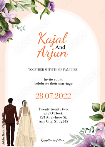 Traditional Royal Wedding Invitation card design	
