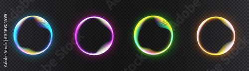 Abstract round light with colorful gradient transitions with space for text or object in the center, bright light object for illustrations or game interfaces. Vector