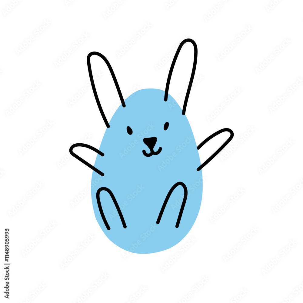 Obraz premium A fun illustration of a blue Easter rabbit. Cute abstract bunny.