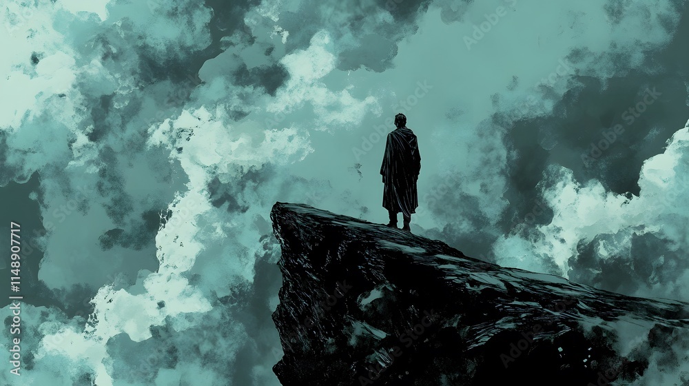 Obraz premium Exploring the Edge: A Visual Metaphor of Fear and Hope