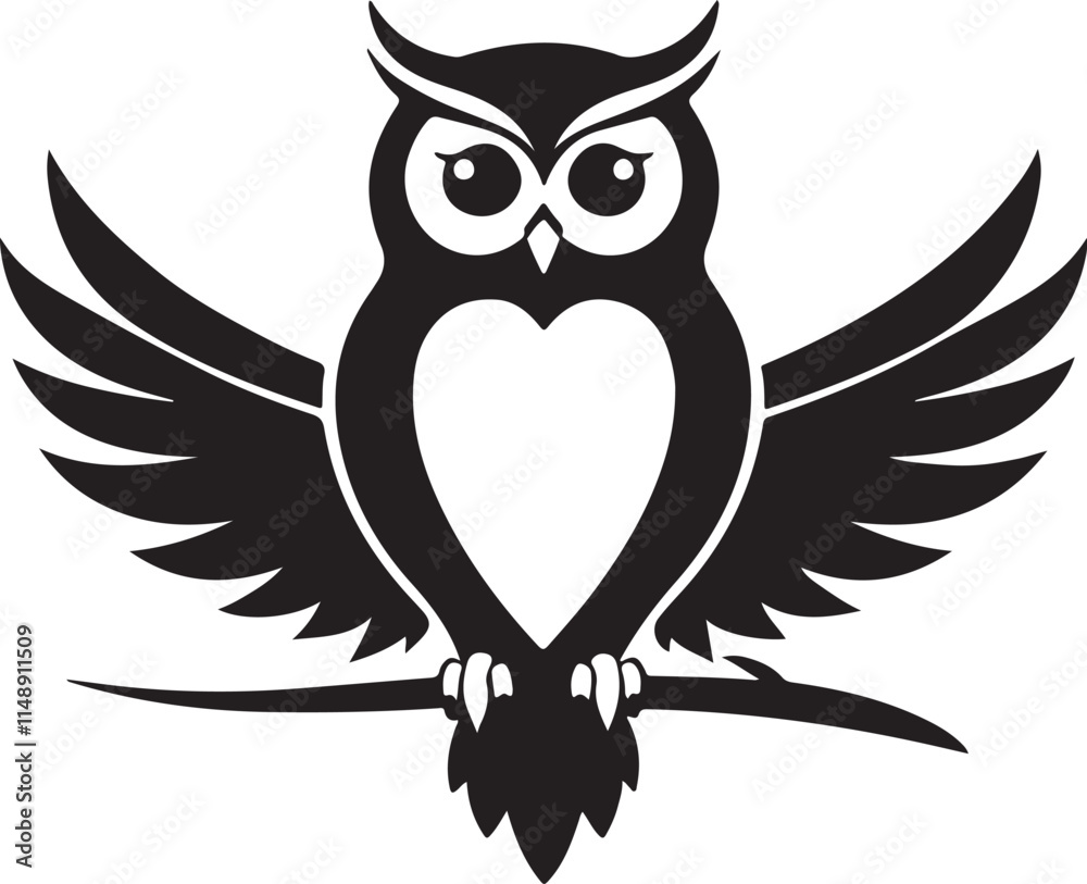 Fototapeta premium A black and white owl silhouette design