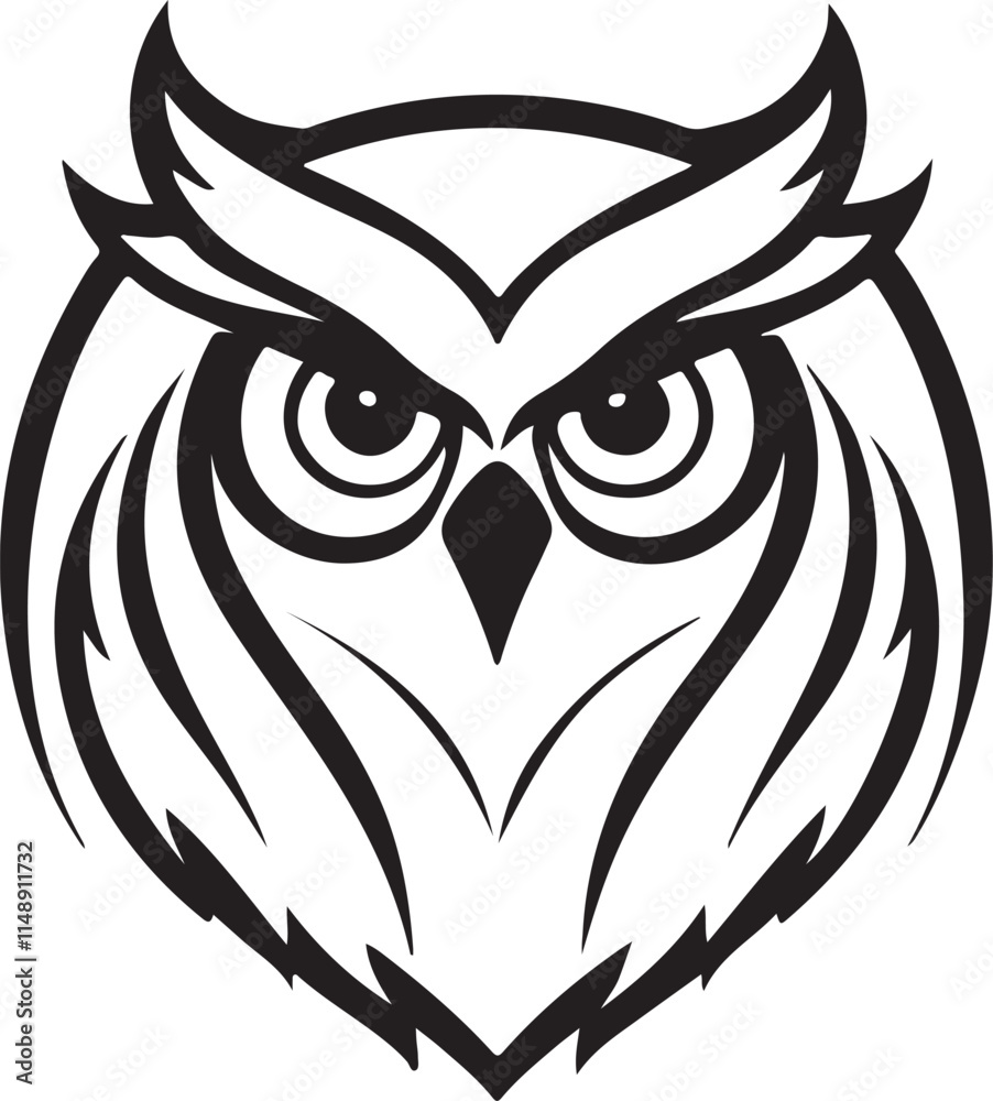 Fototapeta premium A black and white owl silhouette design