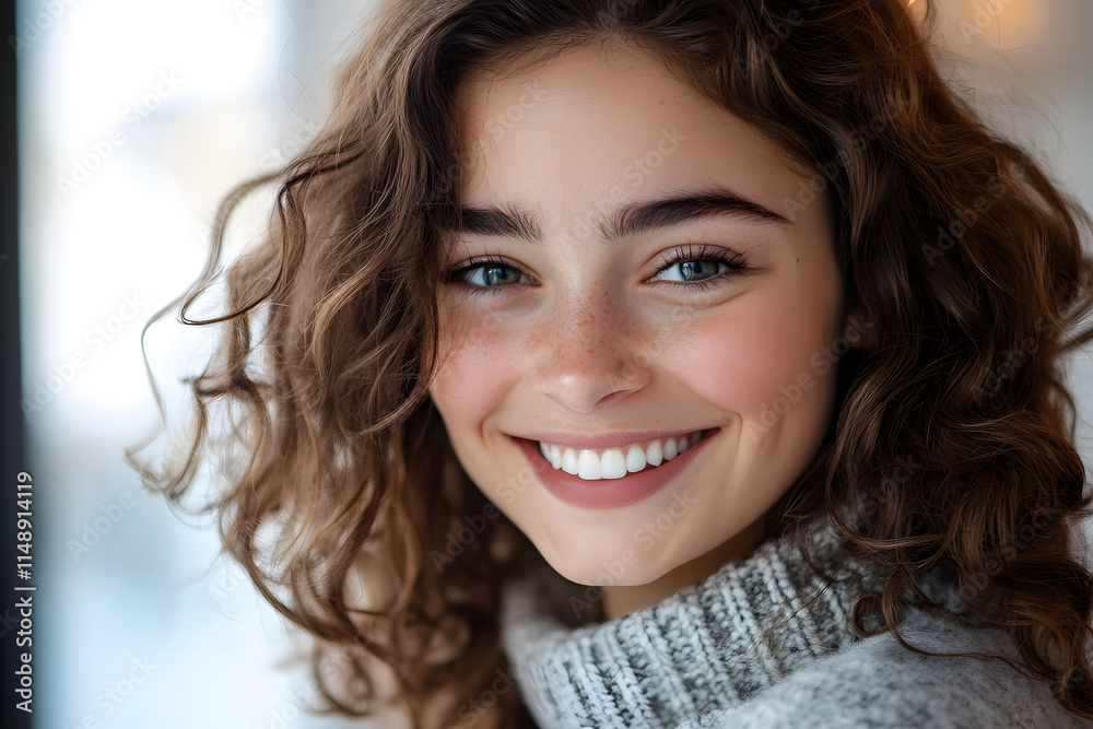A beautiful sweet girl smiles openly and naturally A beautiful sweet girl smiles openly and naturally