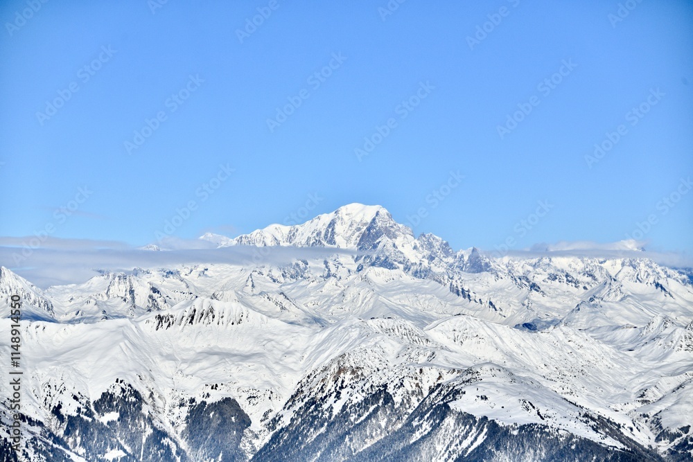 Snowcapped Mont Blanc mountain in French alps. Snowcapped Mont Blanc mountain in French alps.