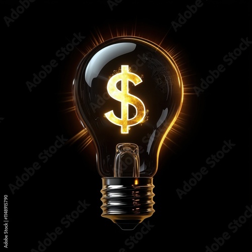 A glowing light bulb with a dollar sign, symbolizing financial ideas and innovation.
