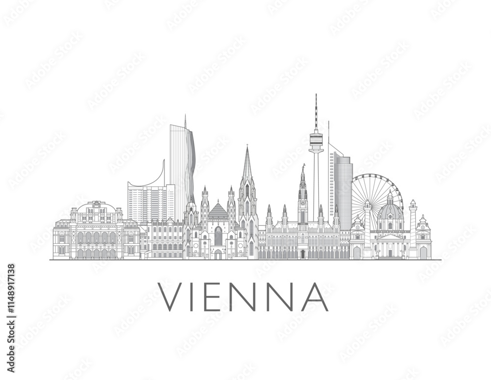 Fototapeta premium Vienna skyline cityscape vector illustration