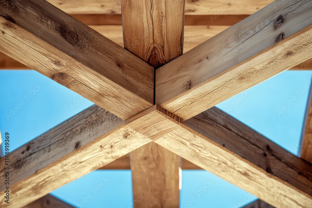 Create wooden roof beams with trusses rafters and joists Create wooden roof beams with trusses rafters and joists
