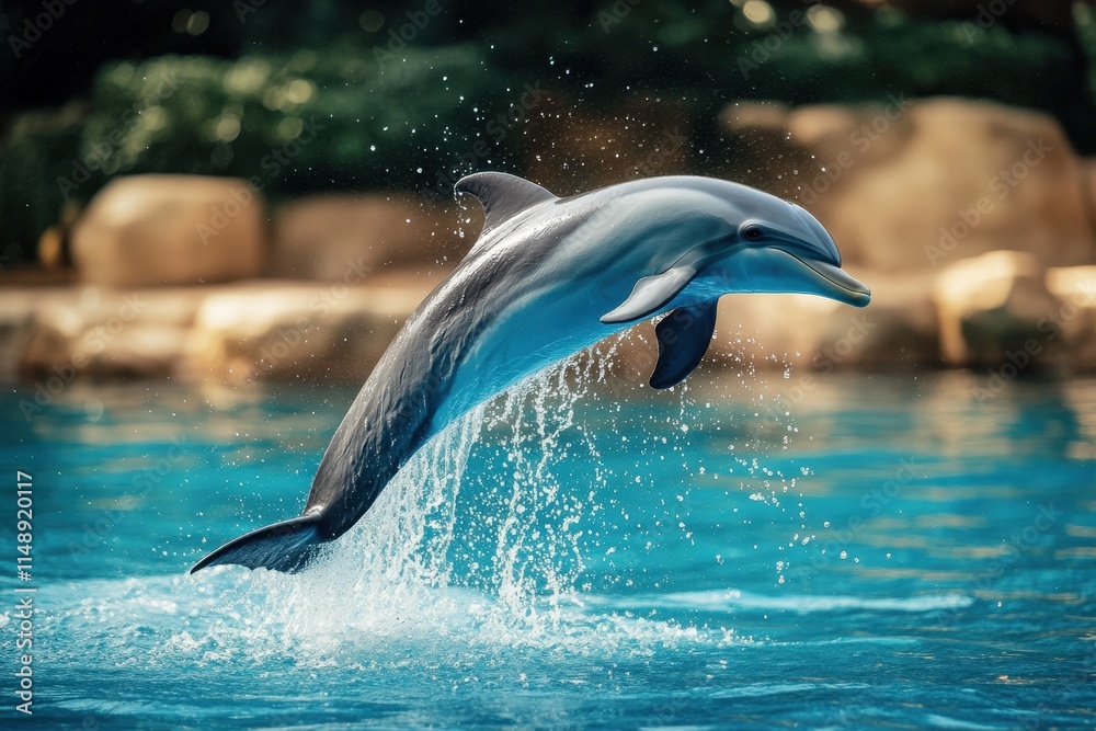 Obraz premium Daily dolphin performance at an aquarium