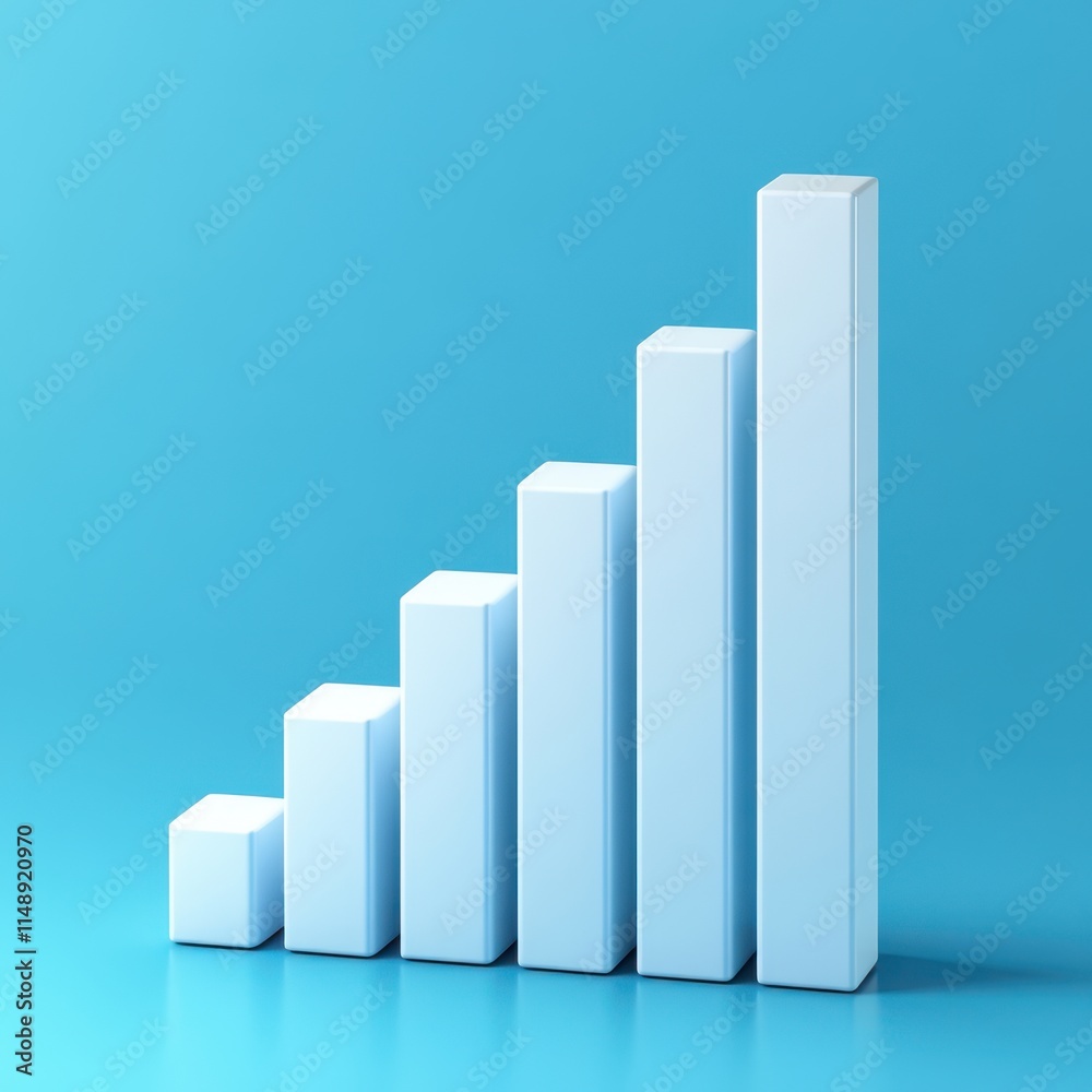 Stylized white bar chart on a vibrant blue background, representing growth and success in data analysis. Stylized white bar chart on a vibrant blue background, representing growth and success in data analysis.
