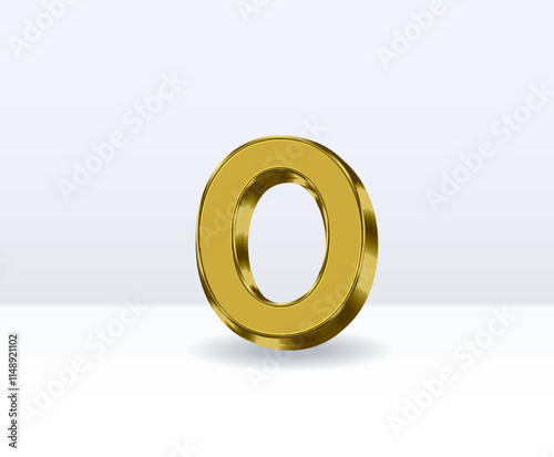 0 Number Gold With White 3D Render With Background