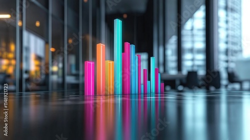 Abstract Colorful Bar Graph Representing Modern Data Visualization in a Contemporary Office Environment