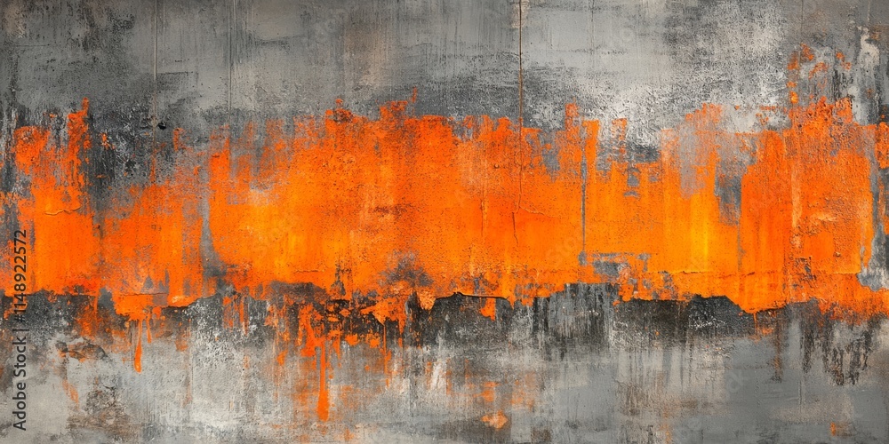 Orange and Grey Abstract Paint Texture with Dripping Effect on a Grungy Surface Orange and Grey Abstract Paint Texture with Dripping Effect on a Grungy Surface