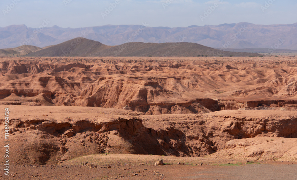 Canyon in a Moroccan plain between the towns of Zagora and Tata