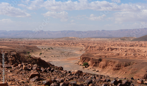 Canyon in a Moroccan plain between the towns of Zagora and Tata