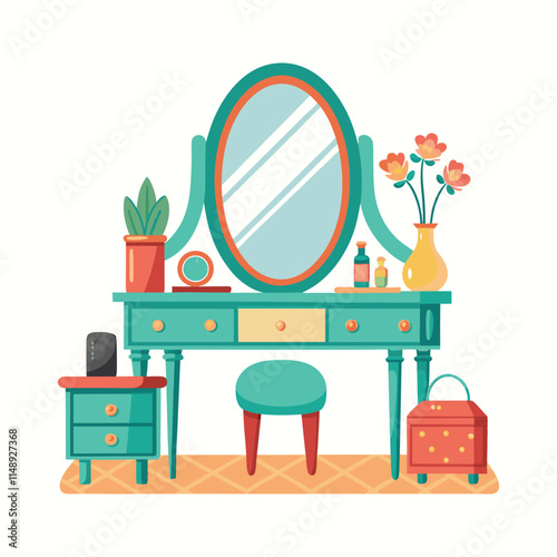 Customizable Dressing Table Vector Illustration