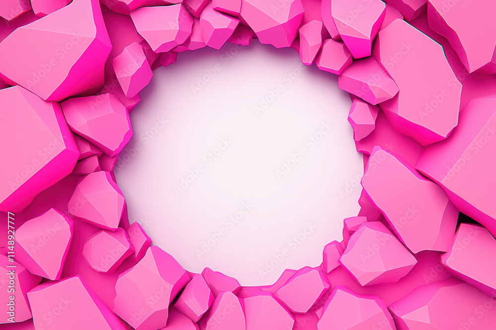 Bright pink geometric shapes create vibrant frame around blank center, perfect for creative designs Bright pink geometric shapes create vibrant frame around blank center, perfect for creative designs