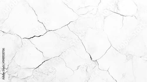 Photorealistic white gypsum wall with cracked texture and minimalistic design