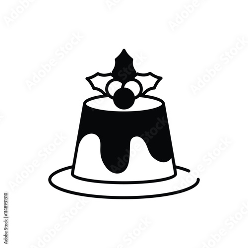 Christmas pudding vector icon