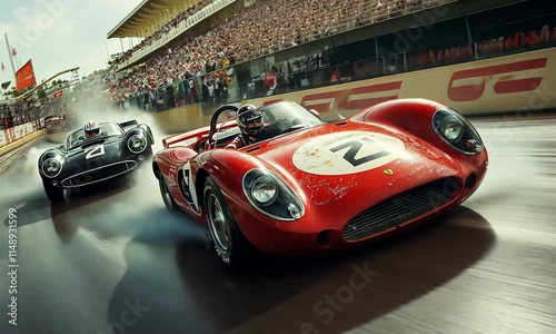 Vintage Racing Cars at the Track, A Thrilling Moment in Motorsport History