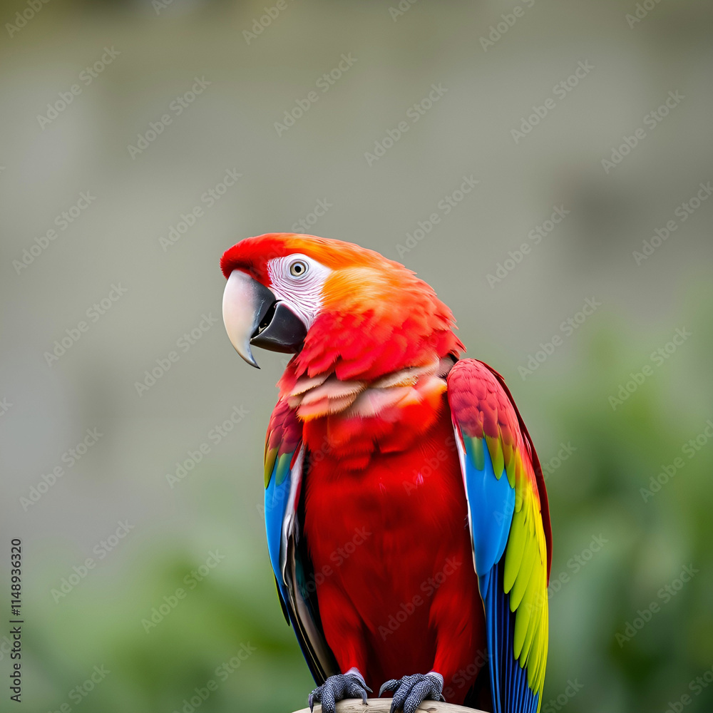 Pretty side profile of a scarlet macaw bird on a perch. Pretty side profile of a scarlet macaw bird on a perch.