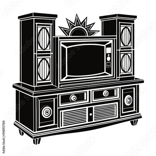 Customizable Entertainment Center Vector Illustration