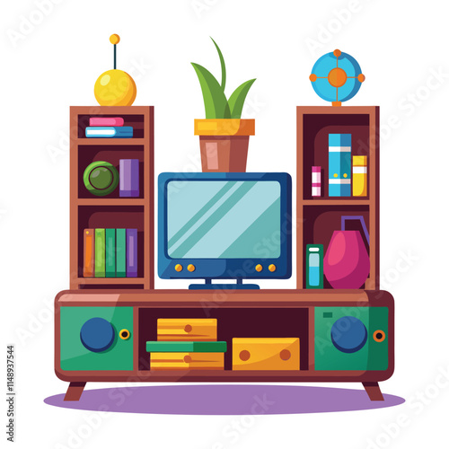 Customizable Entertainment Center Vector Illustration