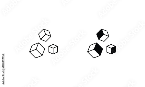 Ice cube icons set vector stock illustration