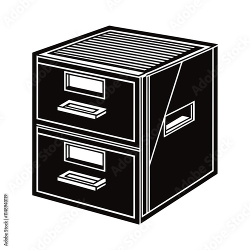 Simple File Cabinet Silhouette Vector Illustration