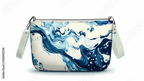 Bag mockup of a trendy clutch bag with customizable design elements, on a white background. Threnody. Illustration photo