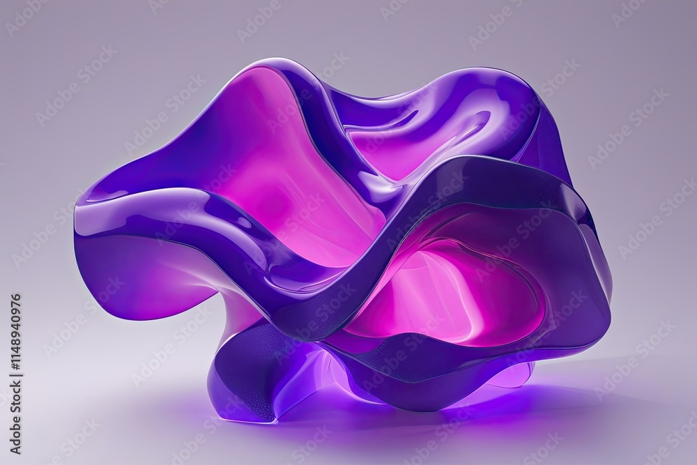 Vibrant Three-Dimensional Abstract Violet and Magenta Sculpture Vibrant Three-Dimensional Abstract Violet and Magenta Sculpture
