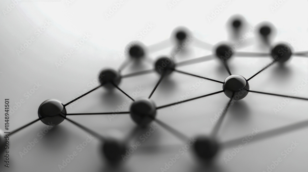 Abstract black network nodes interconnected with lines in geometric pattern Abstract black network nodes interconnected with lines in geometric pattern
