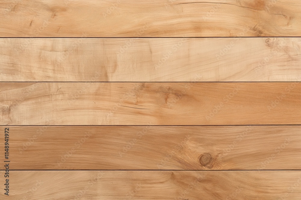 Fototapeta premium Natural light brown wood planks show seamless wood grain pattern. Horizontal planks create classic texture background. Design ideas for flooring wall panels. Warm, rustic style for interiors.