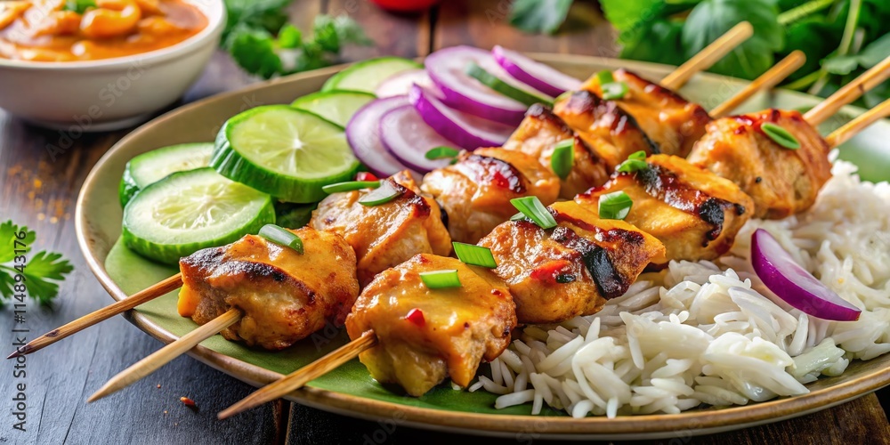Delicious Indonesian Satay: Grilled Chicken Skewers with Peanut Sauce Delicious Indonesian Satay: Grilled Chicken Skewers with Peanut Sauce
