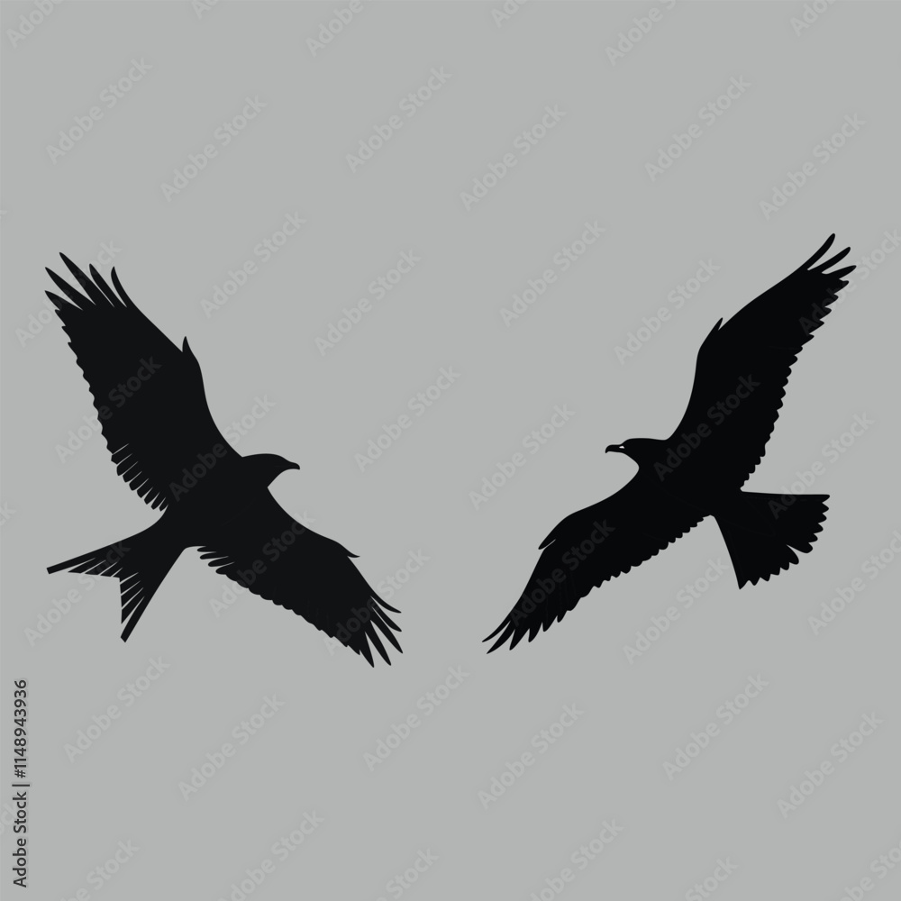 flying bird silhouette vector design art and illustration