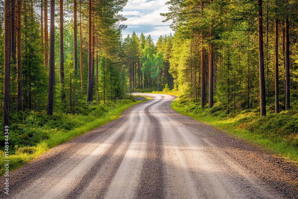 Obraz premium Scenic forest road in Sweden