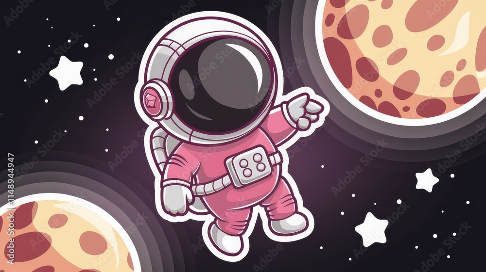 A cute cartoon astronaut with a pink spacesuit pointing. The astronaut is floating in space.
Generative AI A cute cartoon astronaut with a pink spacesuit pointing. The astronaut is floating in space.
Generative AI
