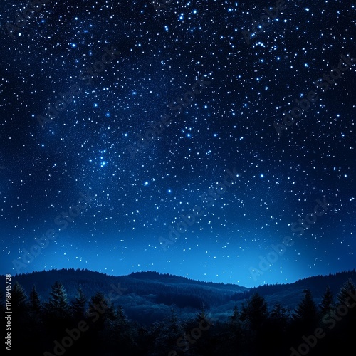 Starlit Night Sky Over a Serene Mountain Landscape Illuminated by Subtle Light