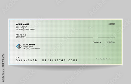 Blank check, bank cheque design, vector format
