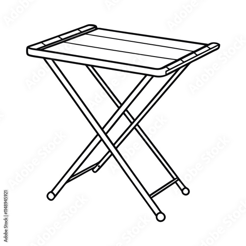 Editable Folding Table Outline Vector Graphic