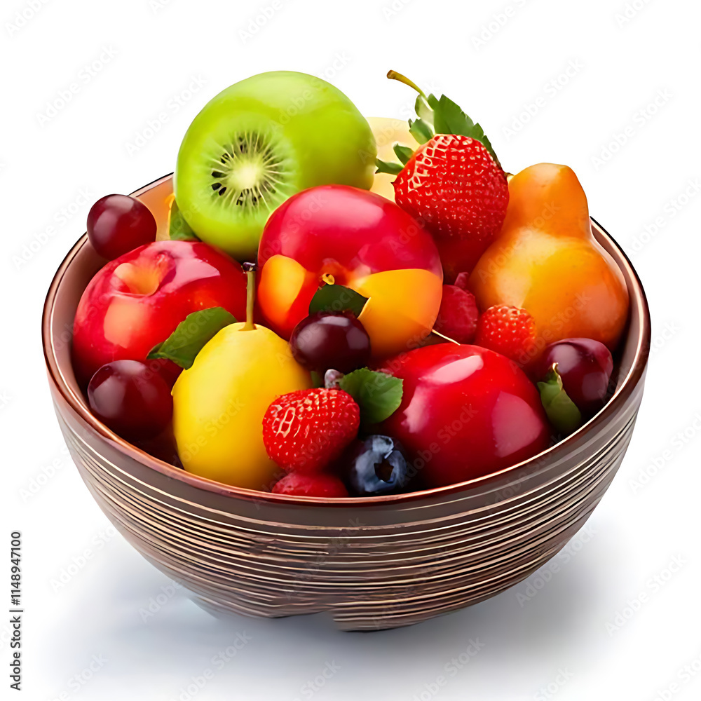 fruits in a bowl isolated on white background cutout fruits in a bowl isolated on white background cutout