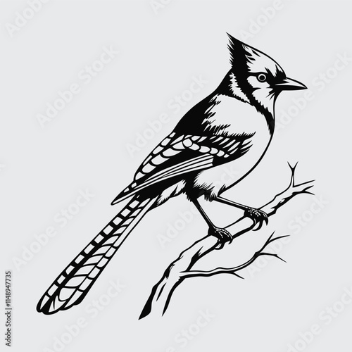 Blue jay bird image silhouitte vector art and illustration photo