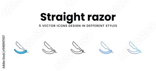 Straight razor icons in different style vector stock illustration