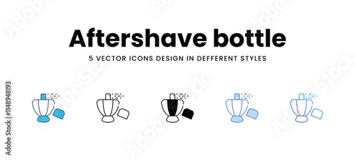 Aftershave bottle icons in different style vector stock illustration