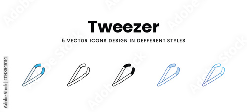 Tweezer icons in different style vector stock illustration