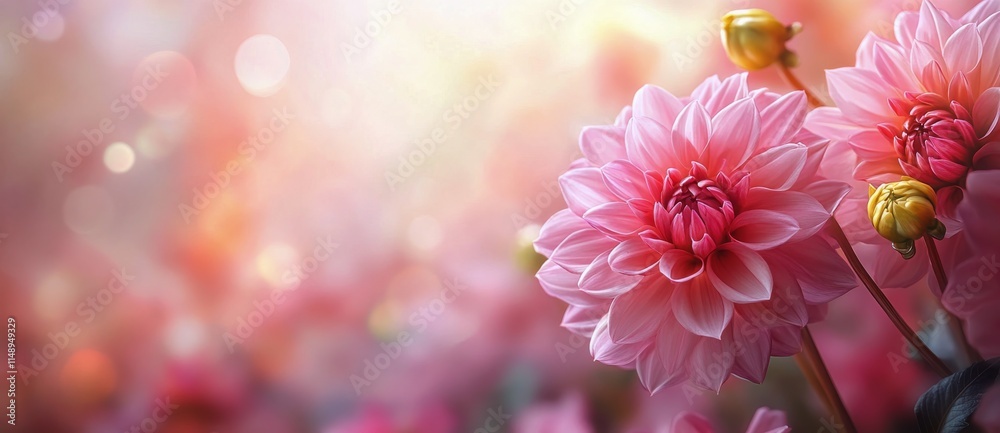 Beautiful pink flowers blooming in soft light during spring season Beautiful pink flowers blooming in soft light during spring season