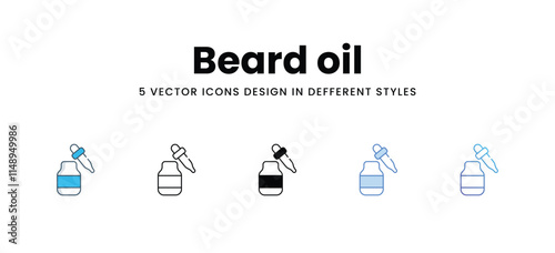 Beard oil icons in different style vector stock illustration