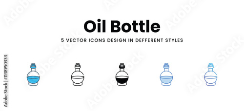 Oil Bottle icons in different style vector stock illustration