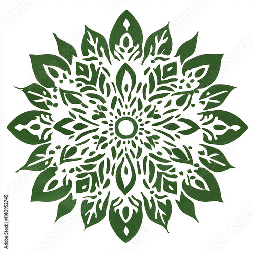 Traditional Indian Rangoli Stencil - Isolated on a White Background